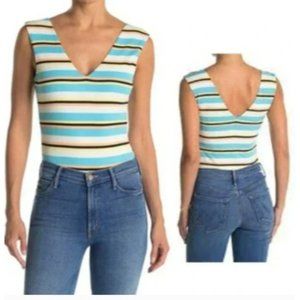 NEW AFRM X Nordstrom Striped Black/Pink Bodysuit